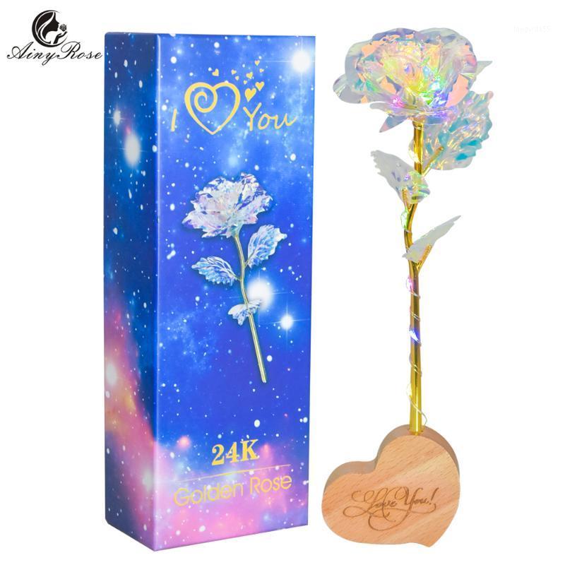 

AINYROSE Gold Foil Rose Flower Artificial Valentine's Day Lovers' Gift With Love Base Gold Rose Wedding Decoration1, Led rose