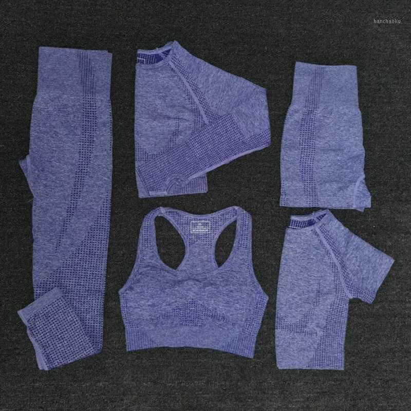 

New Women Seamless yoga set Fitness Sports Suits GYM Cloths Yoga Bra High Waist Running shorts Workout clothing tops1, 3 pcs purple set