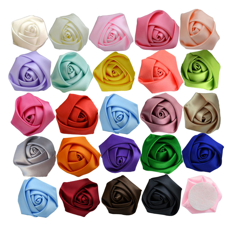 

200pcs 4cm Satin Ribbon Rolled Rosettes Embellishments,Hairbow Supplies,Hair Accessories,Headwear Decor Fashion Costume 23 colors to choose, Multi-color