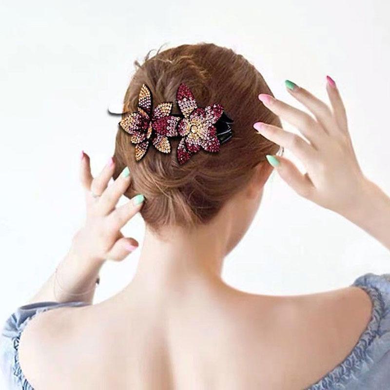 

1Pcs Vintage Flower Duckbill Hair Women Shinning Rhinestone Hairpin Headwear Clips Accessories & Barrettes, Golden;silver