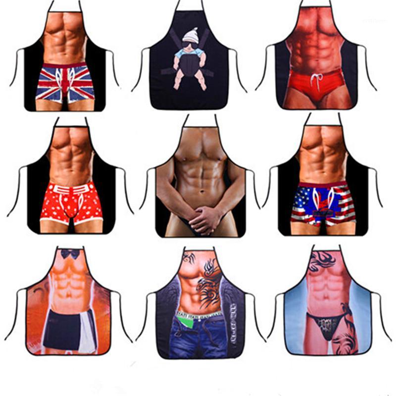 

1Pcs Whimsy Funny creative personality Muscle man clean apron Annual party dining-room kitchen bar antifouling Sleeveless apron1
