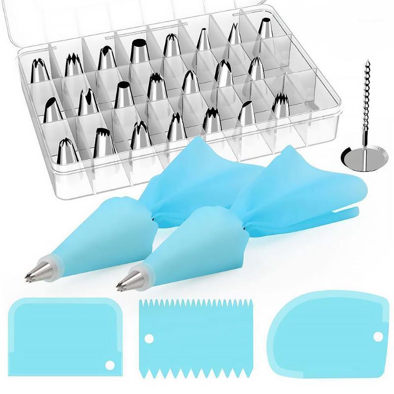 

33Pcs Cake Decorating Supplies Kit 24pcs Multiple Types Stainless Icing Tips Piping Nozzles Scrapers Pastry Baking Tools1