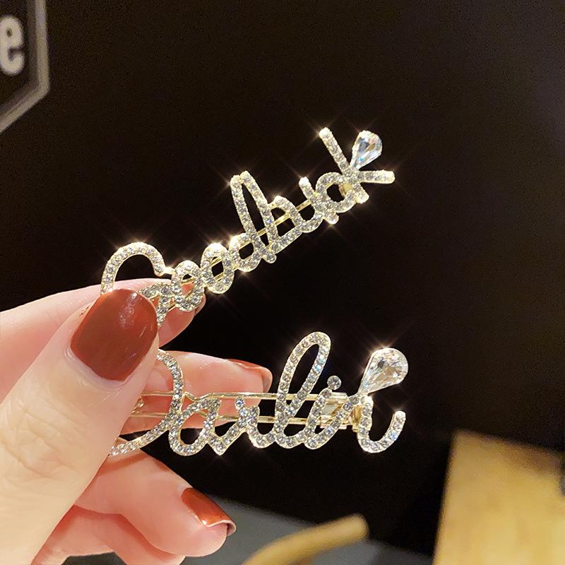 

1PC Bling Letter Women Hair Clips Pins Pearls Hair Accessories Crystal Rhinestones Fashion Jewelry Diamond Hairgrips Boutique
