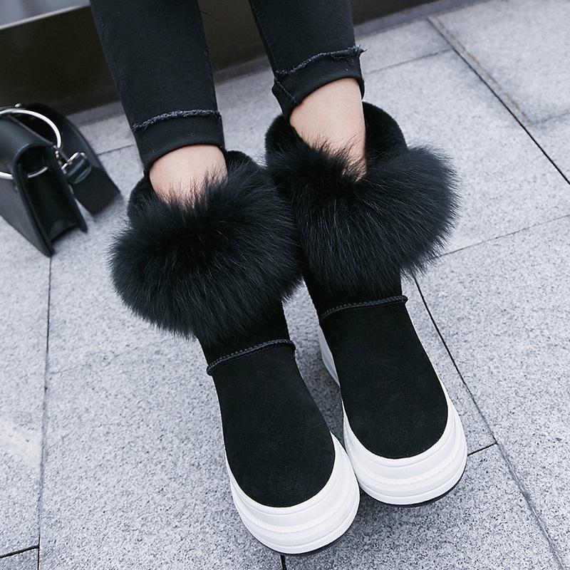 

new 2021 autumn winter warm shoes woman ankle boots high qulaity wedges heel platform black brown women winter snow boots 34-40