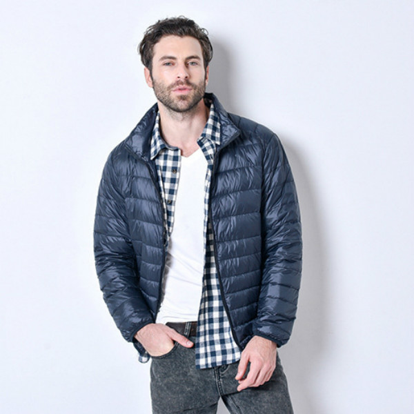 

Men Casual Dowm Jackets Fashion Solid Color Jacekts Mens Stand-up Collar Plus Size Coat Mens Autumn Winter 2020 New Wholesale, Black