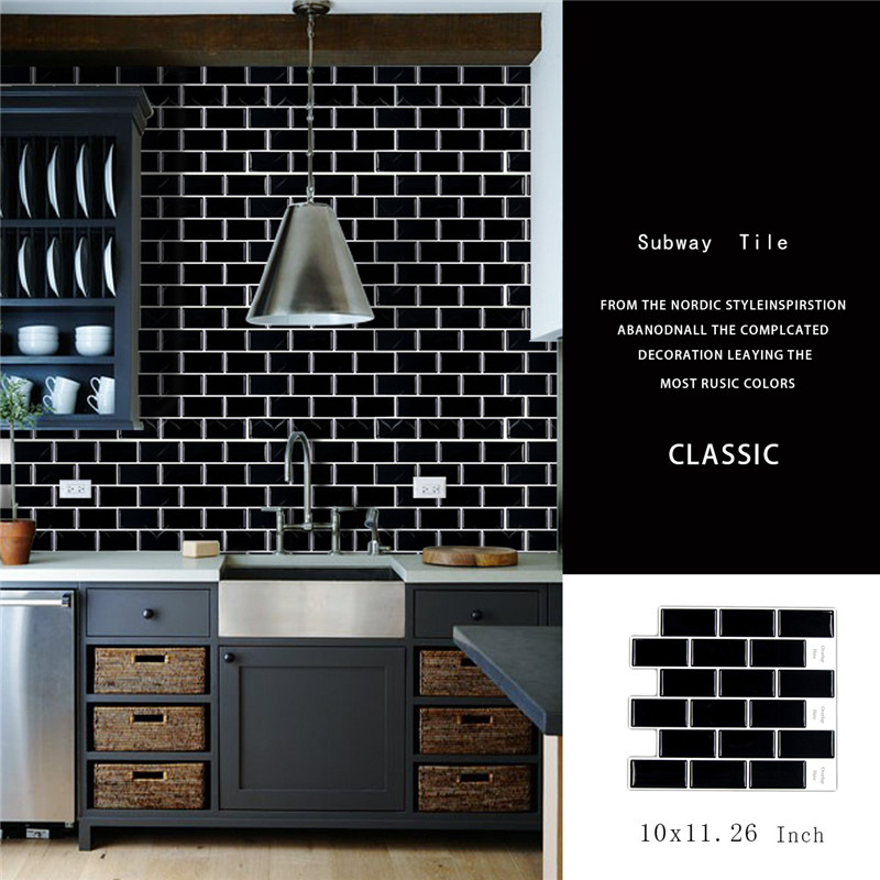 

Wall stickers tile stickers waterproof oil resistant scratch resistant indoor decoration non wash self-adhesive pure black