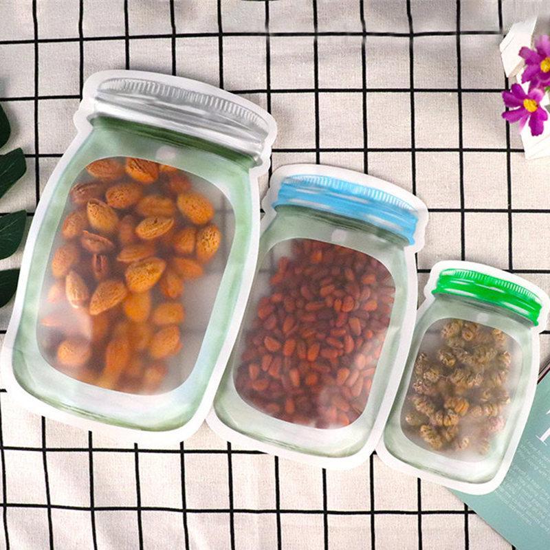 

10pcs Reusable Mason Jar Bottles Container Oganizer Bag Mason Jar Zipper Zip Bags Storage Organizer Bags1