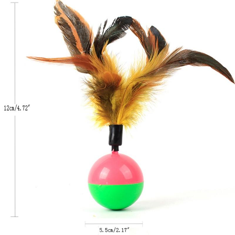 

Pet Cat Feather Toys Ball Tumbler Cat Teaser Playing Ball Sound Toy Interactive Training Products Supplier High Quality