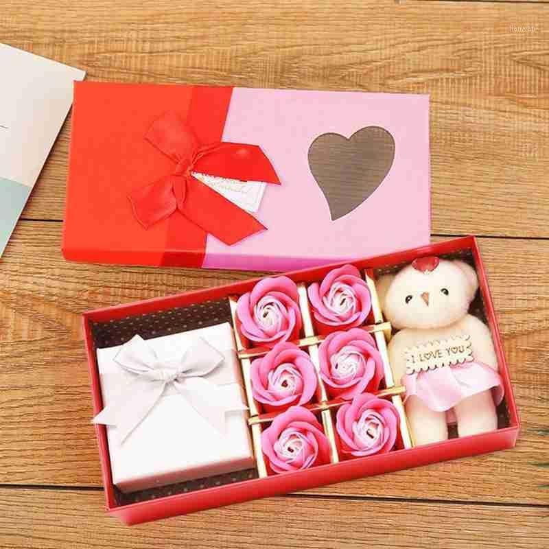 

1 Set Of Soap Flower Jewelry Box Valentine's Day Gift Diy Handmade Soap Flower Rose Carnation Gift Box Wedding Home Decoration1, Blue