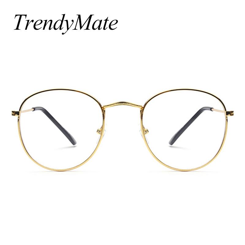

Vintage Transparent Women Glasses Metal Frame Optical Round Lens Glasses Female Men Clear Reading Plain Oversize 1297T