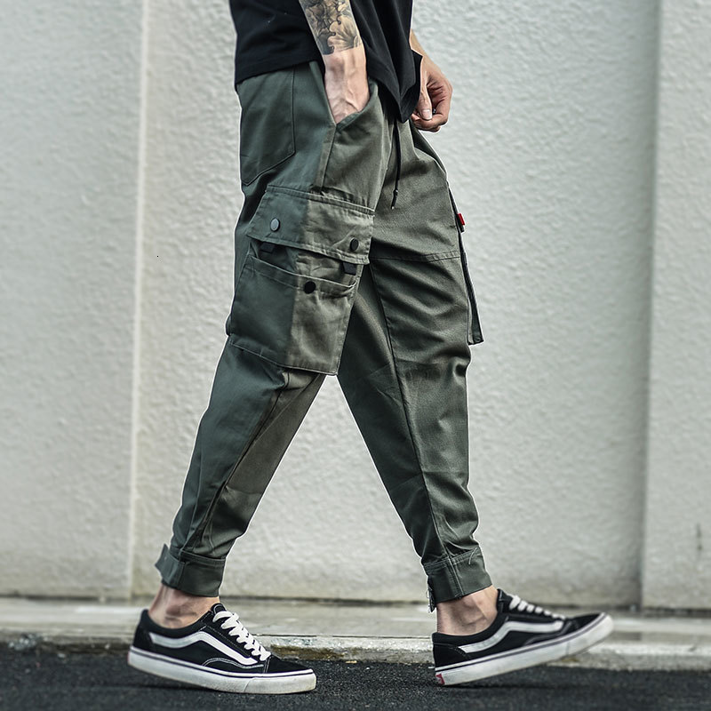 

2021 New Newly Designer Fashion Casual Joggers Men Fit Big Pocket Pants Streetwear Army Green Hip Hop Trousers Opej, Camouflage