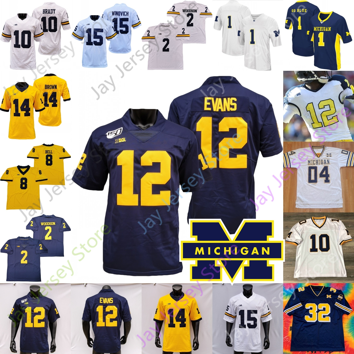 

Michigan Wolverines Football Jersey NCAA College Uche Manziel Peppers Graham Dwumfour Long Edwards Terrell Harbaugh Howard Wilson Erick All, Navy i
