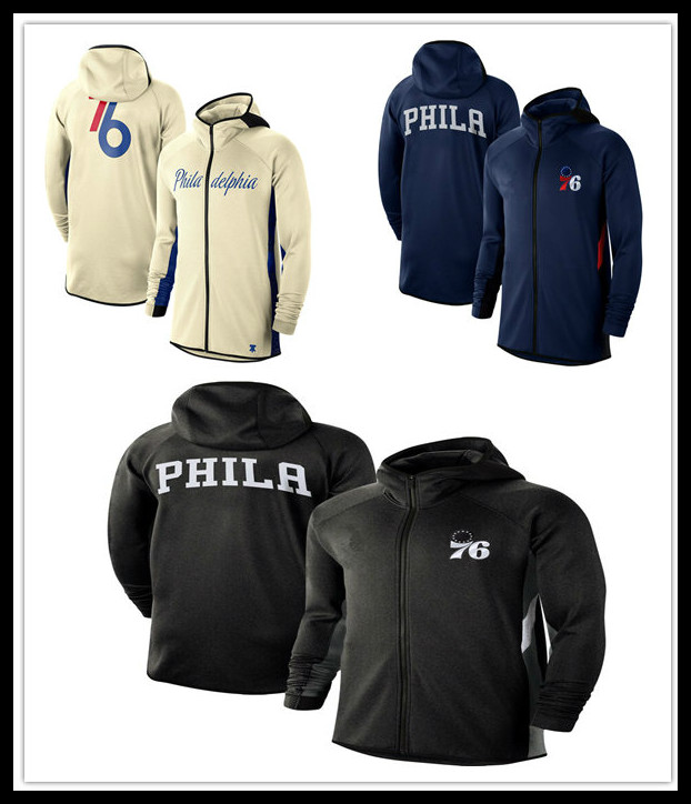 

Philadelphia 76ers MEN Heathered jacket Authentic Earned Edition Showtime Therma Flex Performance Full-Zip Hoodie, Black