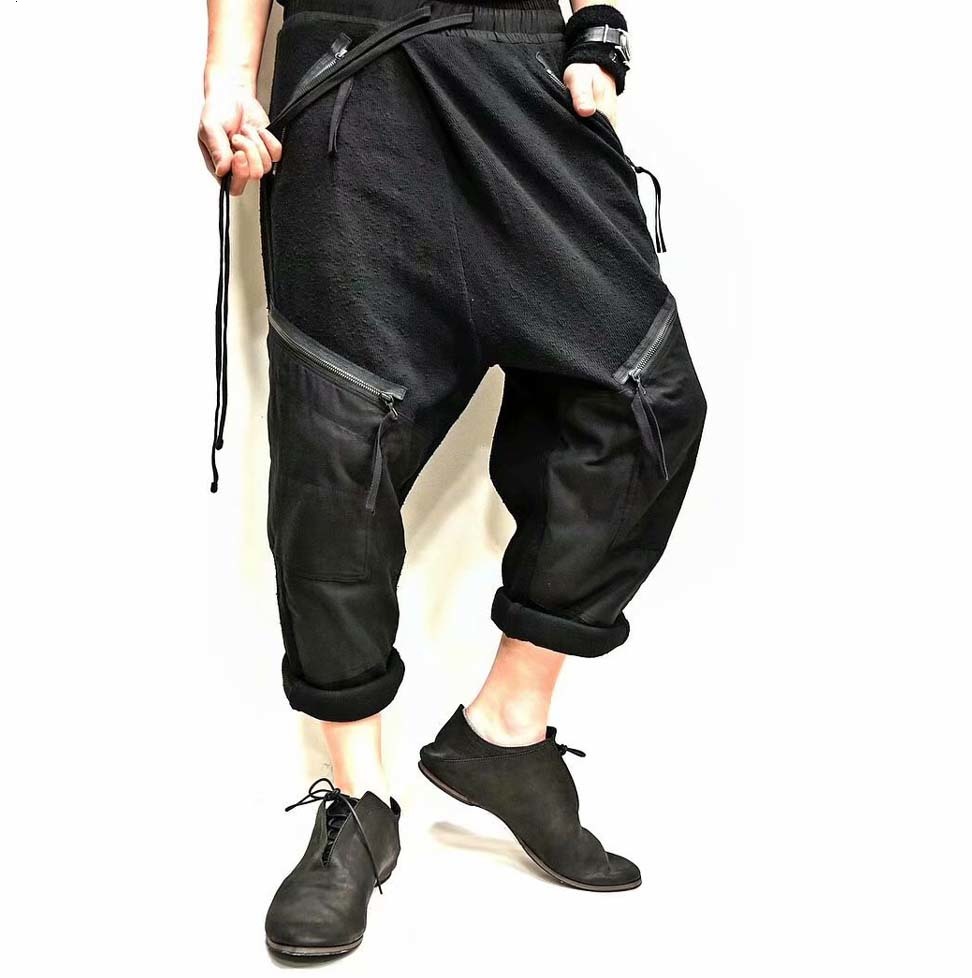 

2021 New Haren Men of Great Size Casual Winter Personality Loosen Small Sports Feet Low-grade Pants FH3F, Black