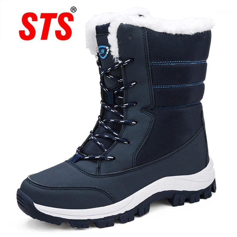 

STS Women Shoes Winter Women Boots Warm Fur Plush Lady Casual Shoes Lace Up Fashion Sneaker Zapatillas Mujer Platform Snow Boots1, Blue