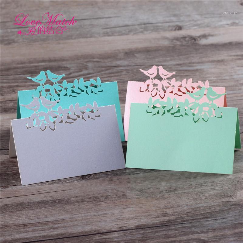 

40pcs Bird Laser Cut Table Name Place Card Wedding Favors Table Name Card Pearl Paper Wedding Party Favors1