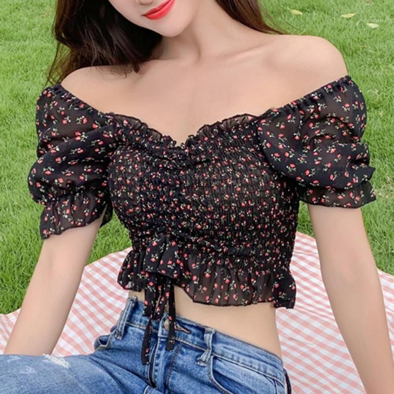 

Sexy Women Crop Tops Blouse Ladies Long Sleeve Printing Shirts Pullovers High Street Slim Blusa Chemise1, Black