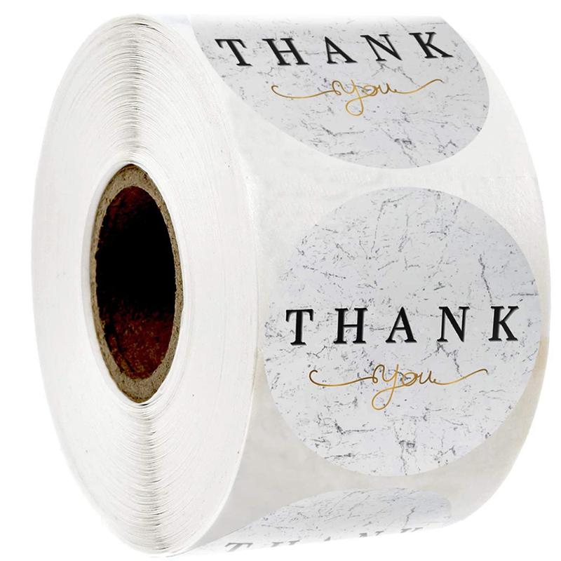 

1.5 inch Thank You Round Sticker 500pcs/roll Christmas Gift Packing Decoration Sticker Xmas Thank You Card Scrapbooking Stickers