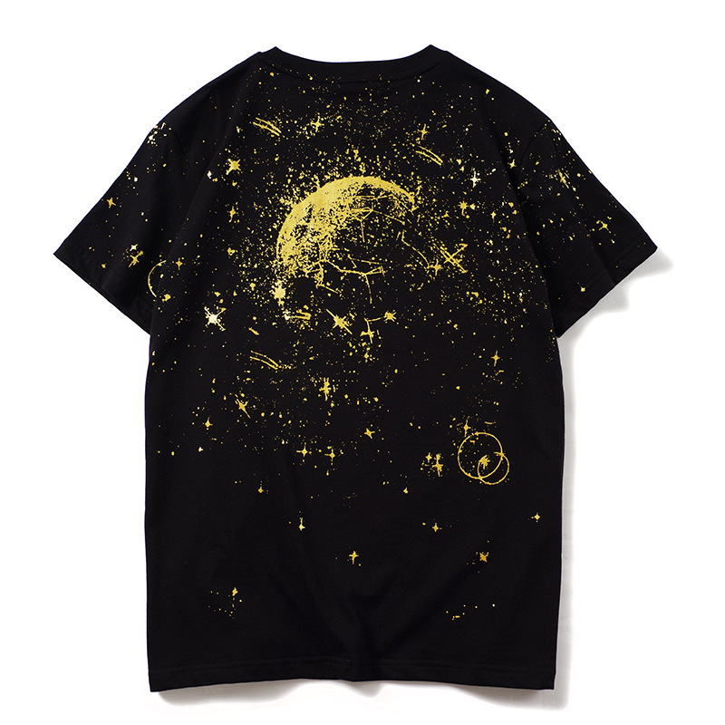 

2021 New High 19ss Men Constellation Sky Starry Hip Shirt Skateboard Street Cotton T-shirts Top Kenye # Bb6 HCLL