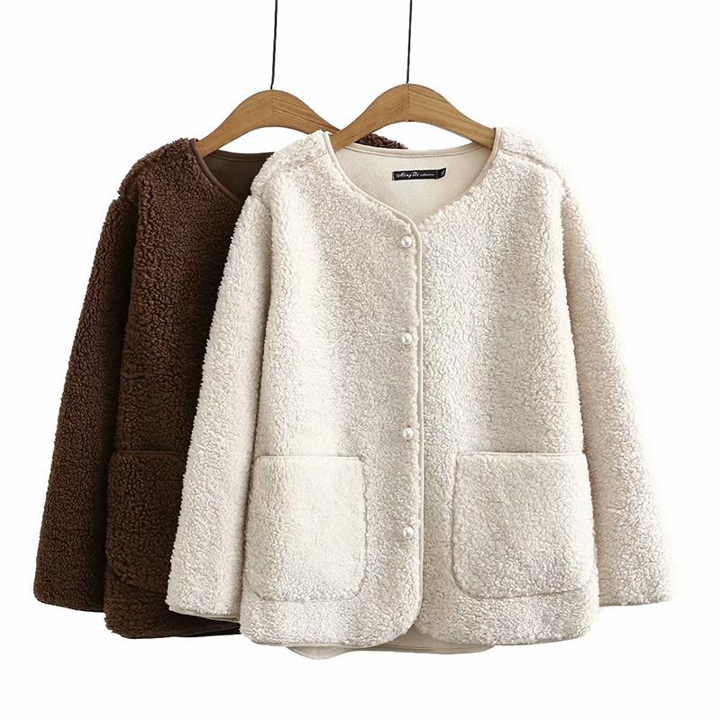

2020 autumn and winter new fashion women's fur one-piece women's plus size warm and thick coat, White