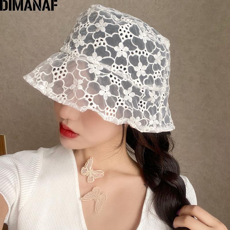 

Summer Women Bucket Hats Lace Flowers Cap Sun Hats Elegant Fashion Ladies Floral Mesh Hat Cotton Casual Summer Beach Holiday, Xiaopu8365-bai