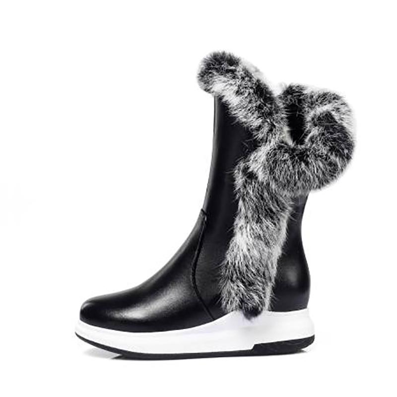 

Winter ankle shoes for woman new fashion sexy Pure color white consice shoes Zipper fluffy Short boots big size 43, Black