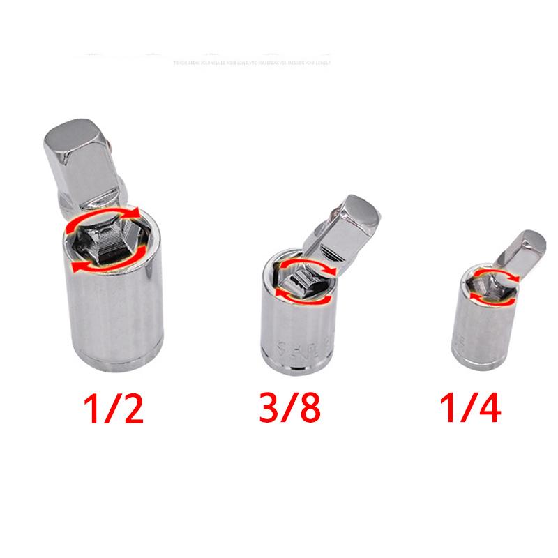 

1/4" 3/8" 1/2" Universal Joint Set Ratchet Angle Extension Bar Socket Adapter Manual and Pneumatic Bendable Adapter Socket Tools