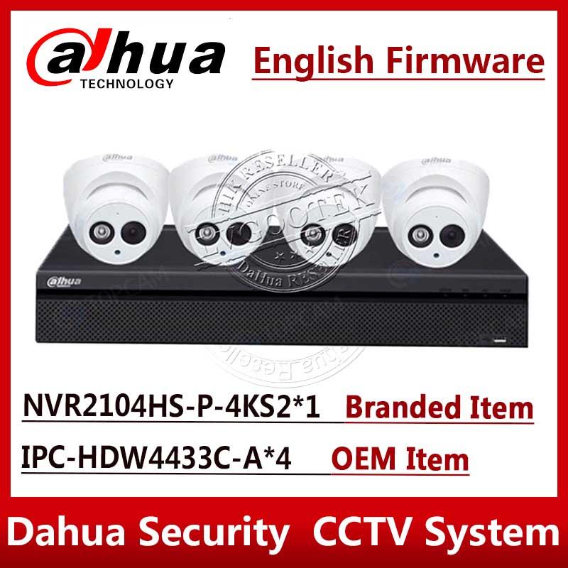 

EXPRESS Shipping Dahua Security Camera System 4MP IP camera IPC-HDW4433C-A & 4ch 4POE NVR2104HS-P-4KS2 Surveillance P2P Systems