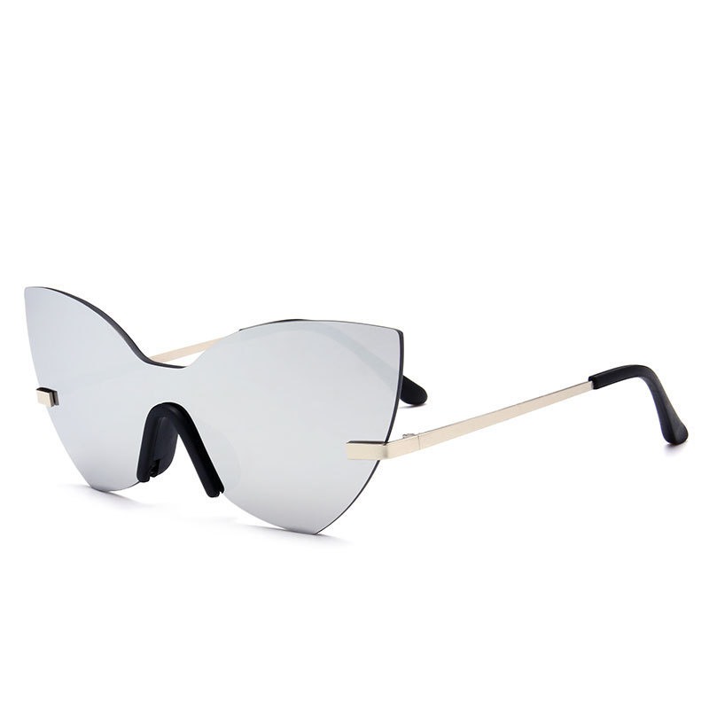 

Italian Brand Design Cat Eye Women's Sunglasses Models Catwalk Sun glasses One-piece Reflective Fashion Popular Trendy Glasses