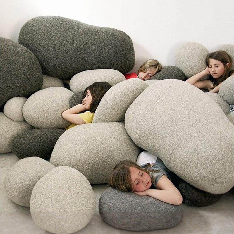 

Simulational Cobblestone Pillow,Creative Round Plush Pillow,Office Living Room Plush Nap Cushion Toy Birthday Gift for Children