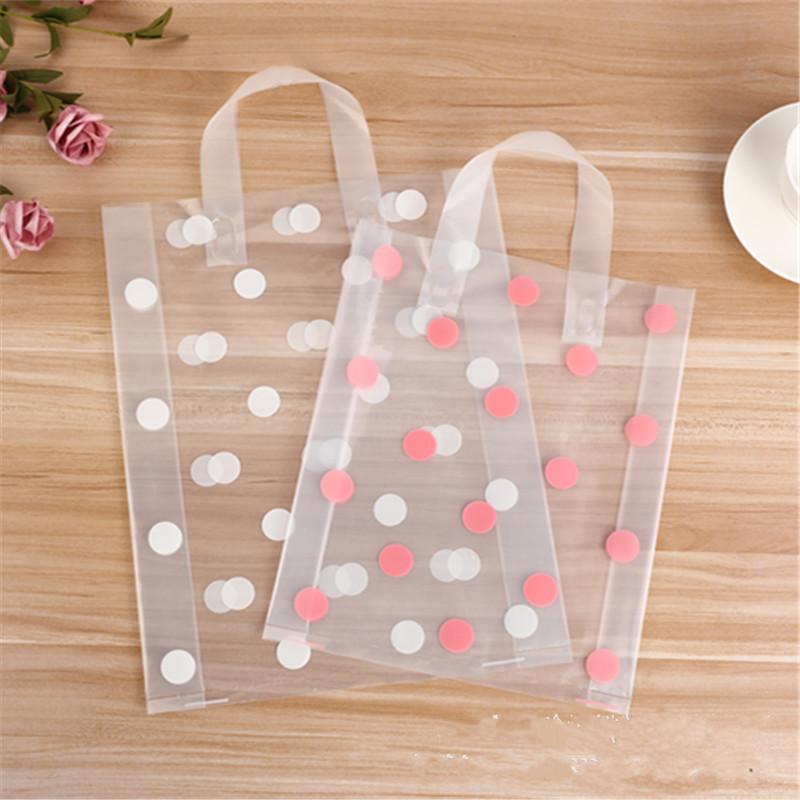 

50pcs 25x33cm Clothing Plastic carry bag Gift Shopping Bags Party Favor Thicken Wedding Handle Bag Make up Gift Bags Packaging