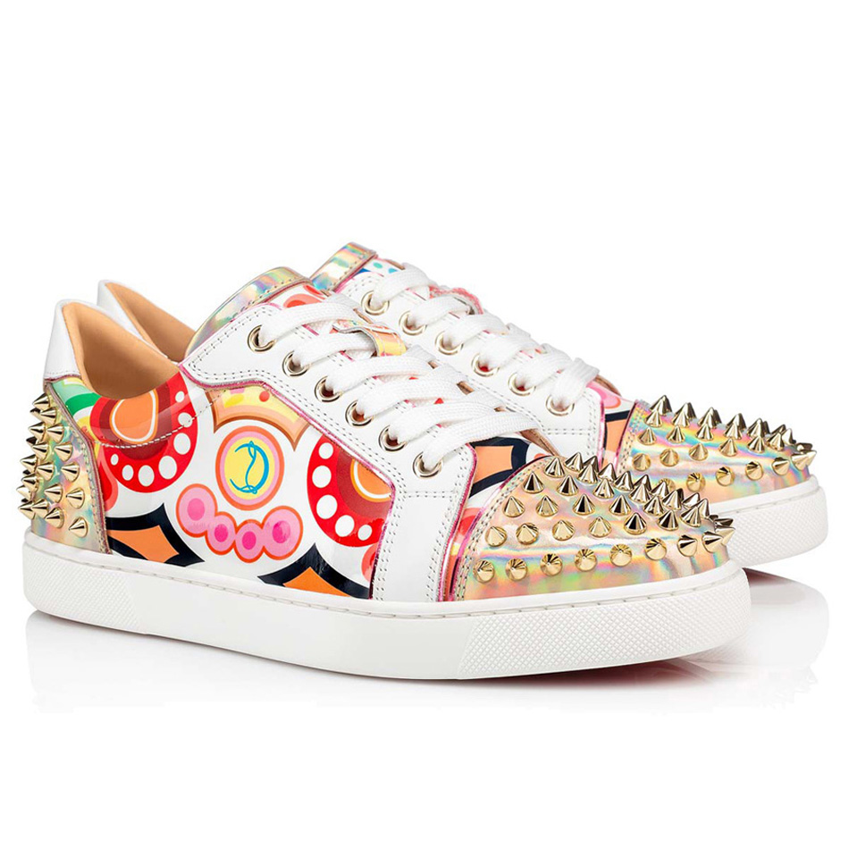 

Luxurious Red Bottom Dress Shoes Women Low Tops Vieira Spikes 2 Flat Sneaker Popular Ladies Leather Graffiti Designer Career Casual Outdoor Run Walk Trainers EU 35-43, #2