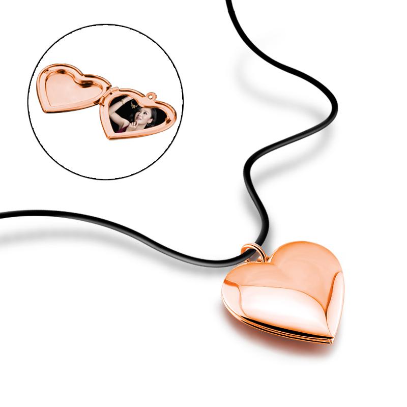 

Chic Jewelry Can Be Customized Photo 925 Sterling Silver Pendant Rose Gold Heart Shape Photo Box Pendant Necklace Girl's bijoux
