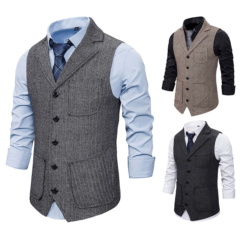 

2021 New Arrival Vests for Men Slim Fit Mens Suit Vest Male Waistcoat Gilet Homme Casual Sleeveless Formal Business Jacket B6ve, Black