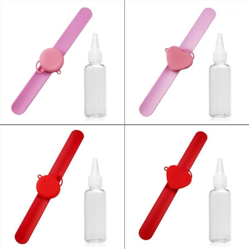 

Round Heart Hand Sanitizer Dispenser Portable Silicone Slap Ring Wristband Watch Strap Refillable Wearable Liquid Soap Holder1