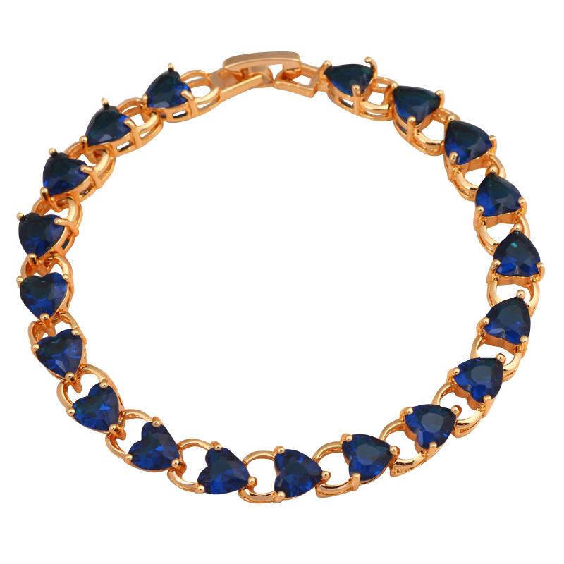 

Zircon overlay Heart design Gold tone Charm Bracelets for women Deep Blue crystal Elegant fashion jewelry TBS773A