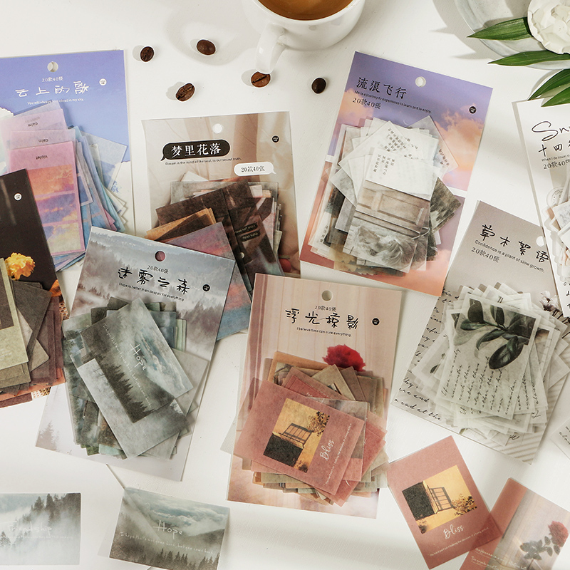 

TianZi 40pcs/pack Letter of Time Poetry Washi Paper Stickers Diy Diary Deco Planner Journal Decorative Stationery Stickers