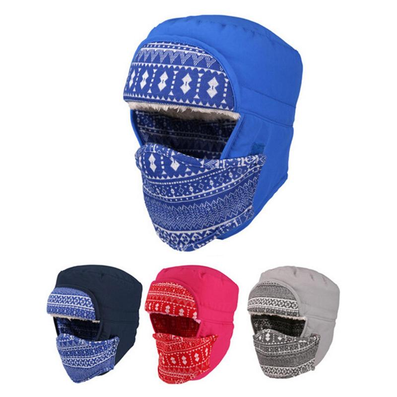 

Men Women Winter Windproof Trapper Hat Warm Trooper Cap with Earflap Face Cover For hiking skiing snowboarding climbing fishing, Grey