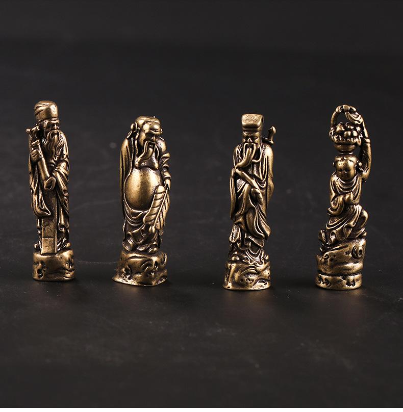 

Handmade retro Brass The Eight Immortals Crossing the Sea statue DIY desktop ornament Miniature Fitting Pendant accessories a52