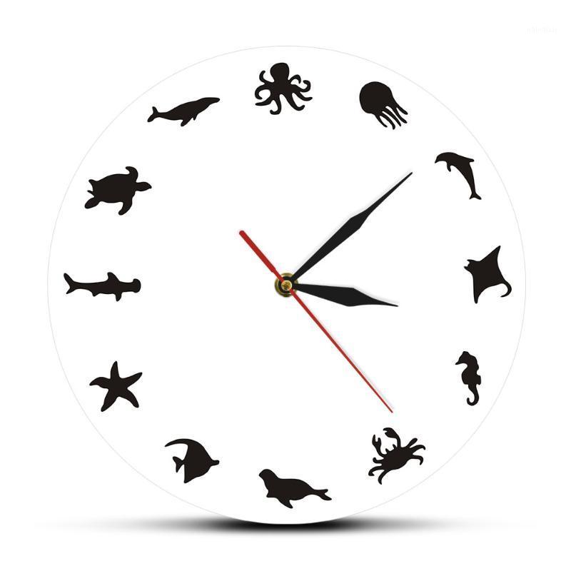 

Ocean Marine Species Sea Animals Decorative Clock Watch Seaside Beach Wall Decor Animals Minimalist Design Modern Wall Clock1