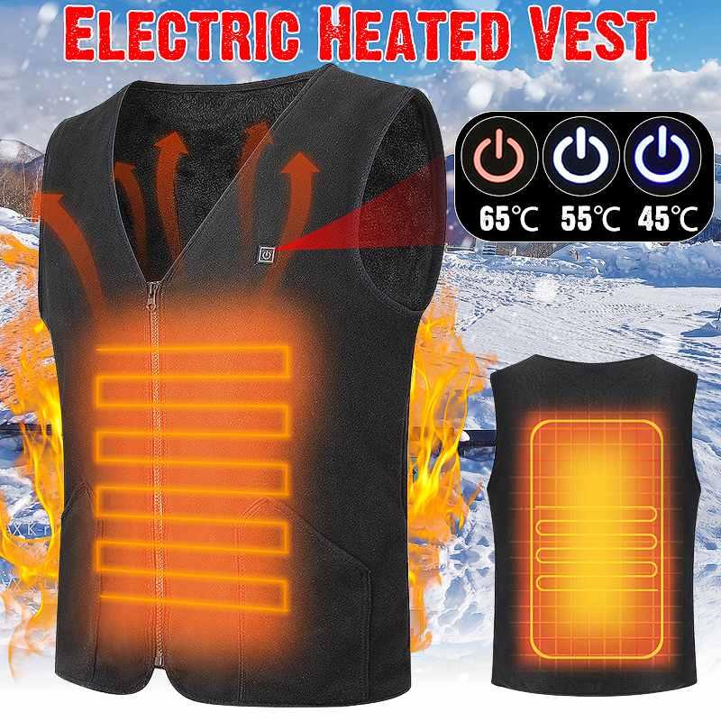 

Men Women Outdoor USB Infrared Heating Vest Jacket Winter Flexible Electric Thermal Clothing Waistcoat For Sports Hiking Fishing, As pic