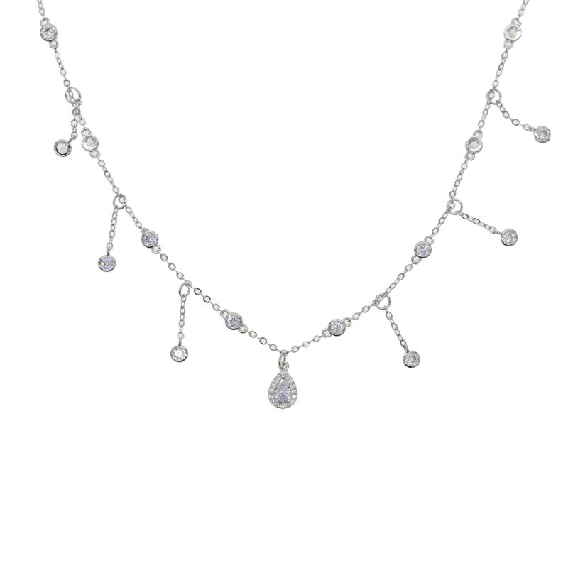 

fashion cz jewelry 2020 high quality luxury cz drip drop charm chocker station 32+8cm ladies jewelry short necklace