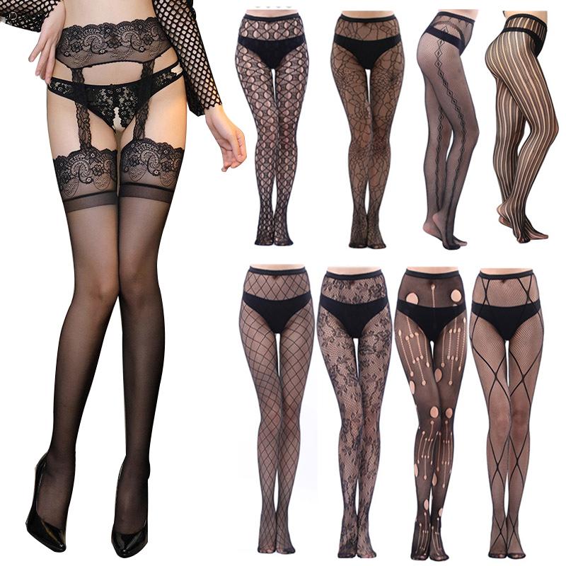 

Open Crotch Sexy Pantyhose Temptation Sexy Thigh High Stockings Lace Mesh Hollow Out Pantyhose Crotchless Women Tights Lady, Stylei 1pc