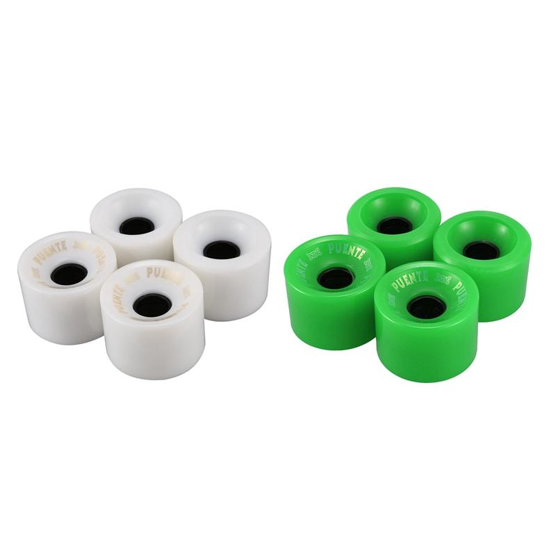 

Skateboarding PUENTE 8Pack Skateboard Wheels PU Wearable Flexible Durable 70X51mm Rebuilding Or Repair Kit White & Green