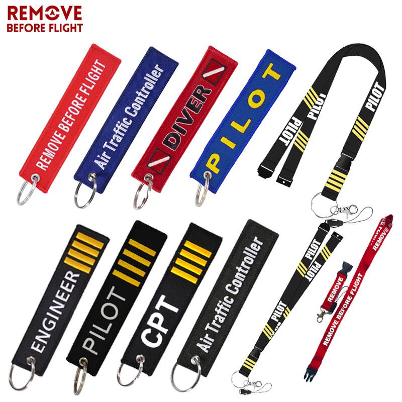 

Remove Before Flight Key Chain ATC Air Traffic Controller Key Ring Embroidery Customize Chain Cars Motorcycles Keychains Tag