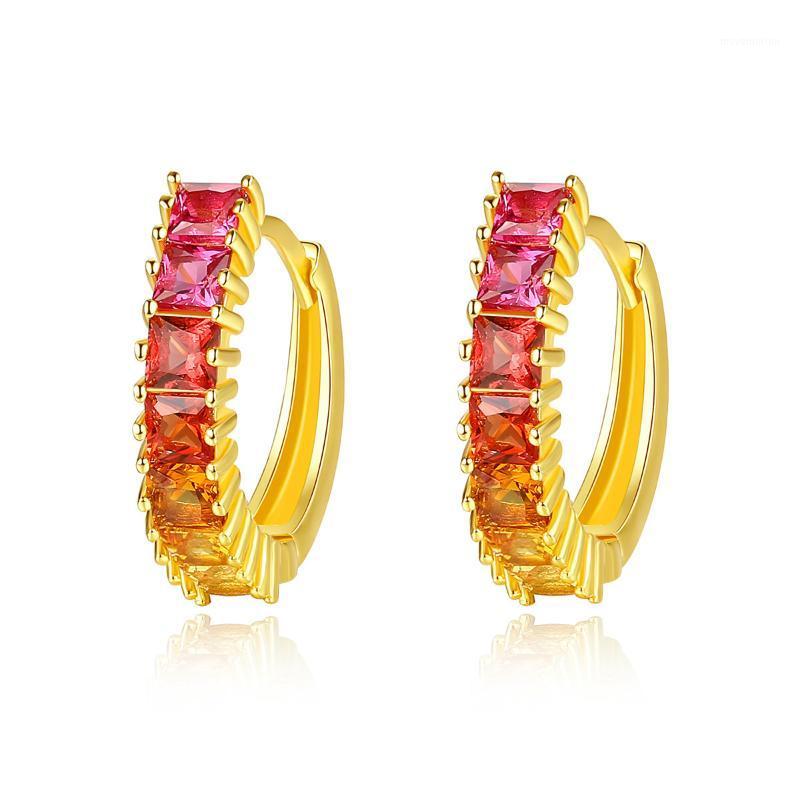 

S925 Sterling Silver Inlaid Colorful Gemstone Fashion National Style Women's Earrings1