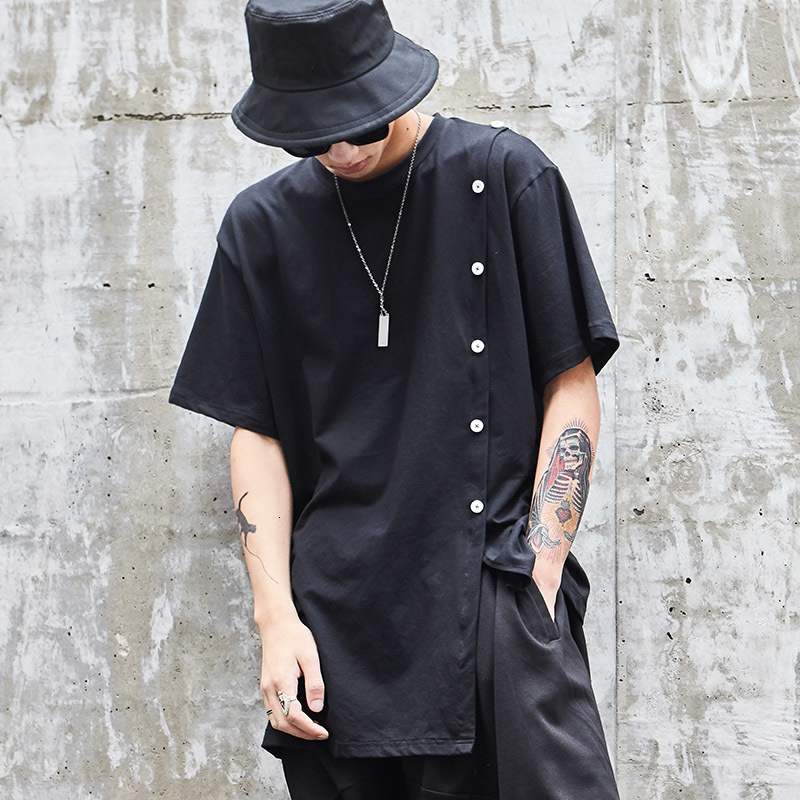 

2021 New -6xl!! Original Casual Style Short-sleeve Top Thin Summer T-shirt Shirt Dark-length Men' ZMNG, Black
