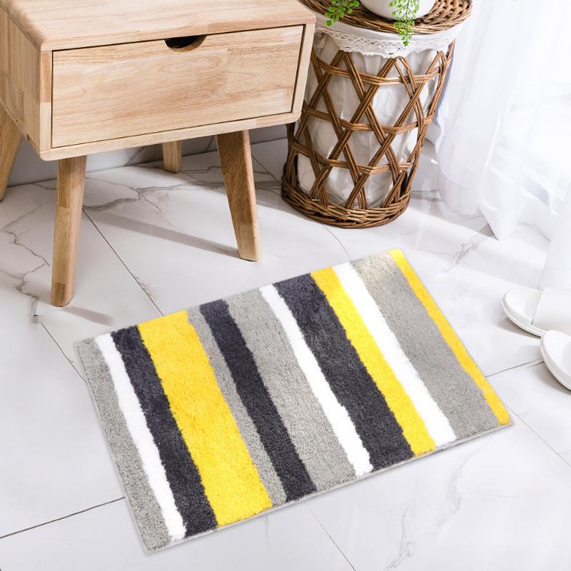 

Color Striped Rug Bathroom Non-slip Absorbent Floor Mats Living Room Decorative Carpet Bedroom Bedside Carpet