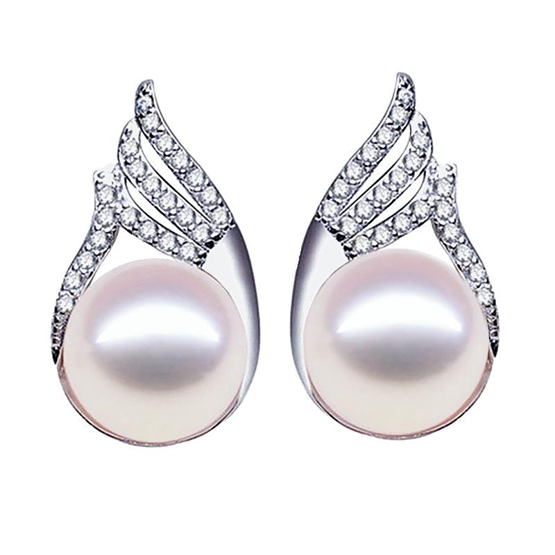 

Fashion celebrities pearl earrings For Women Diamante Freshwater Pearl With Princess Style Silver Earrings Wedding Jewelry
