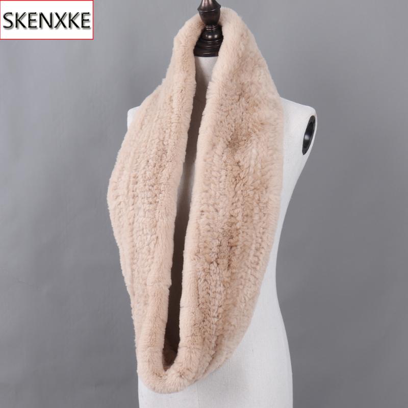 

Knitted Long Style 100% Natural Rex Fur Scarves Women Luxury Fashion Genuine Fur Muffle Lady Winter Warm Real Scarf